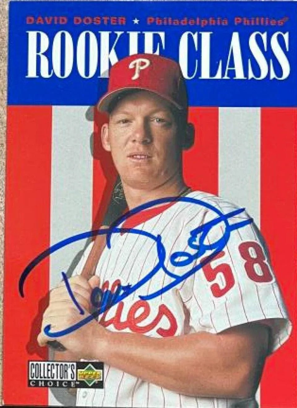 David Doster Signed 1996 Collector's Choice Baseball Card - Philadelphia Phillies