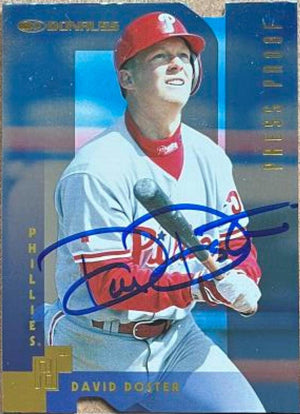 David Doster Signed 1997 Donruss Press Proofs Gold Baseball Card - Philadelphia Phillies - PastPros