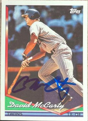 David McCarty Signed 1994 Topps Baseball Card - Minnesota Twins - PastPros