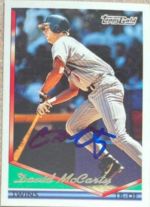 David McCarty Signed 1994 Topps Gold Baseball Card - Minnesota Twins - PastPros