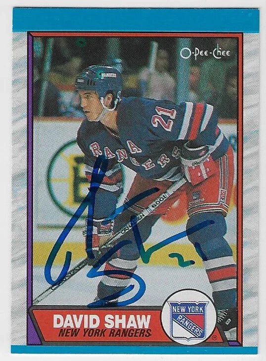 David Shaw Signed 1989-90 O-Pee-Chee Hockey Card - New York Rangers