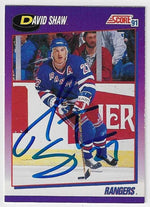 David Shaw Signed 1991-92 Score Hockey Card - New York Rangers