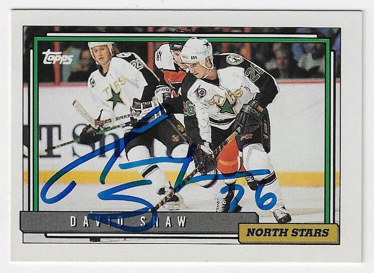David Shaw Signed 1992-93 Topps Hockey Card - Minnesota North Stars