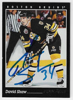 David Shaw Signed 1993 - 94 Pinnacle Hockey Card - Boston Bruins - PastPros