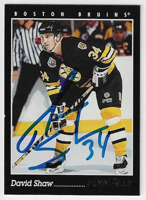 David Shaw Signed 1993 - 94 Pinnacle Hockey Card - Boston Bruins - PastPros