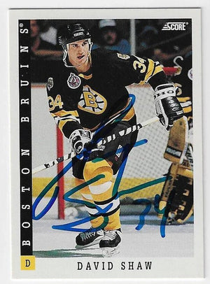 David Shaw Signed 1993 - 94 Score Hockey Card - Boston Bruins - PastPros