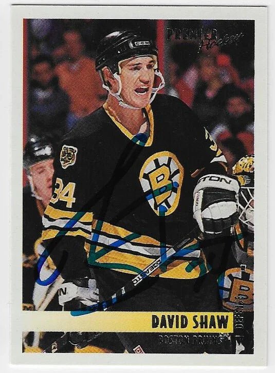 David Shaw Signed 1994 - 95 O - Pee - Chee Premier Hockey Card - Boston Bruins - PastPros