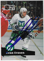 Dean Evason Signed 1991-92 Pro Set Hockey Card - Hartford Whalers