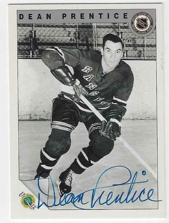 Dean Prentice Signed 1991-92 Ultimate Original Six Hockey Card - New York Rangers