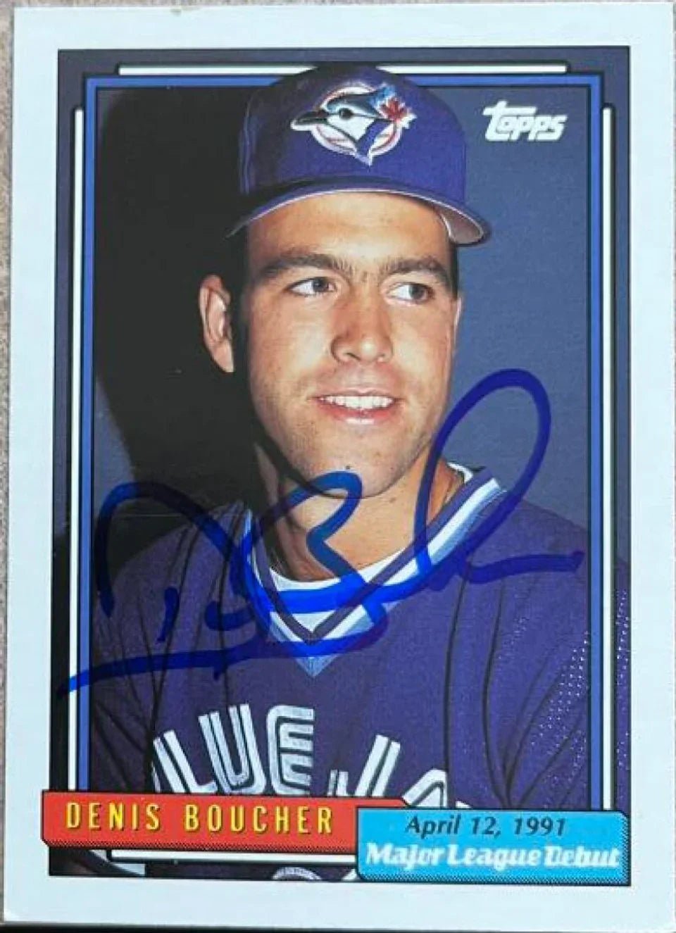Denis Boucher Signed 1992 Topps MLB Debut Baseball Card - Toronto Blue Jays