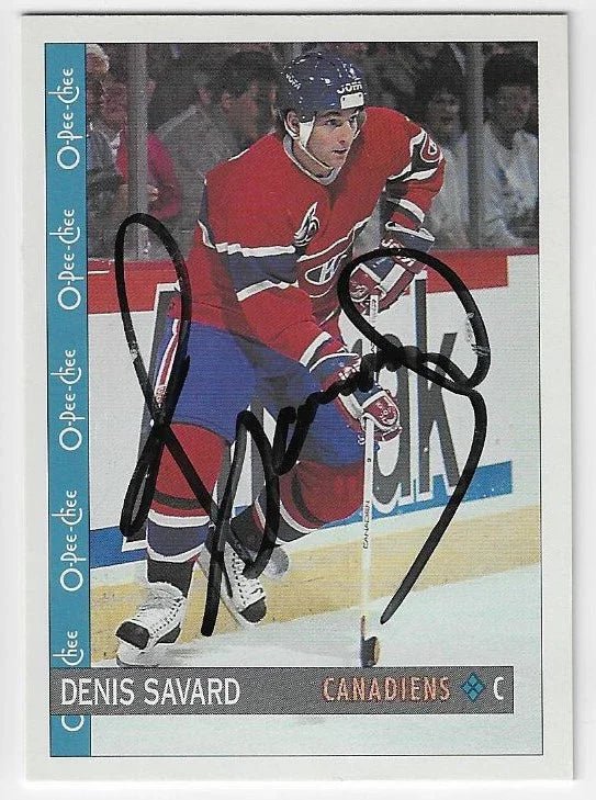 Denis Savard Signed 1992-93 O-Pee-Chee Hockey Card - Montreal Canadiens