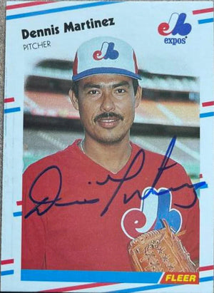 Dennis Martinez Signed 1988 Fleer Baseball Card - Montreal Expos