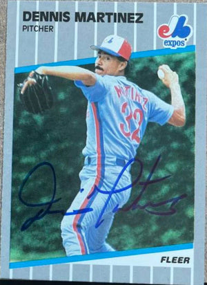 Dennis Martinez Signed 1989 Fleer Baseball Card - Montreal Expos