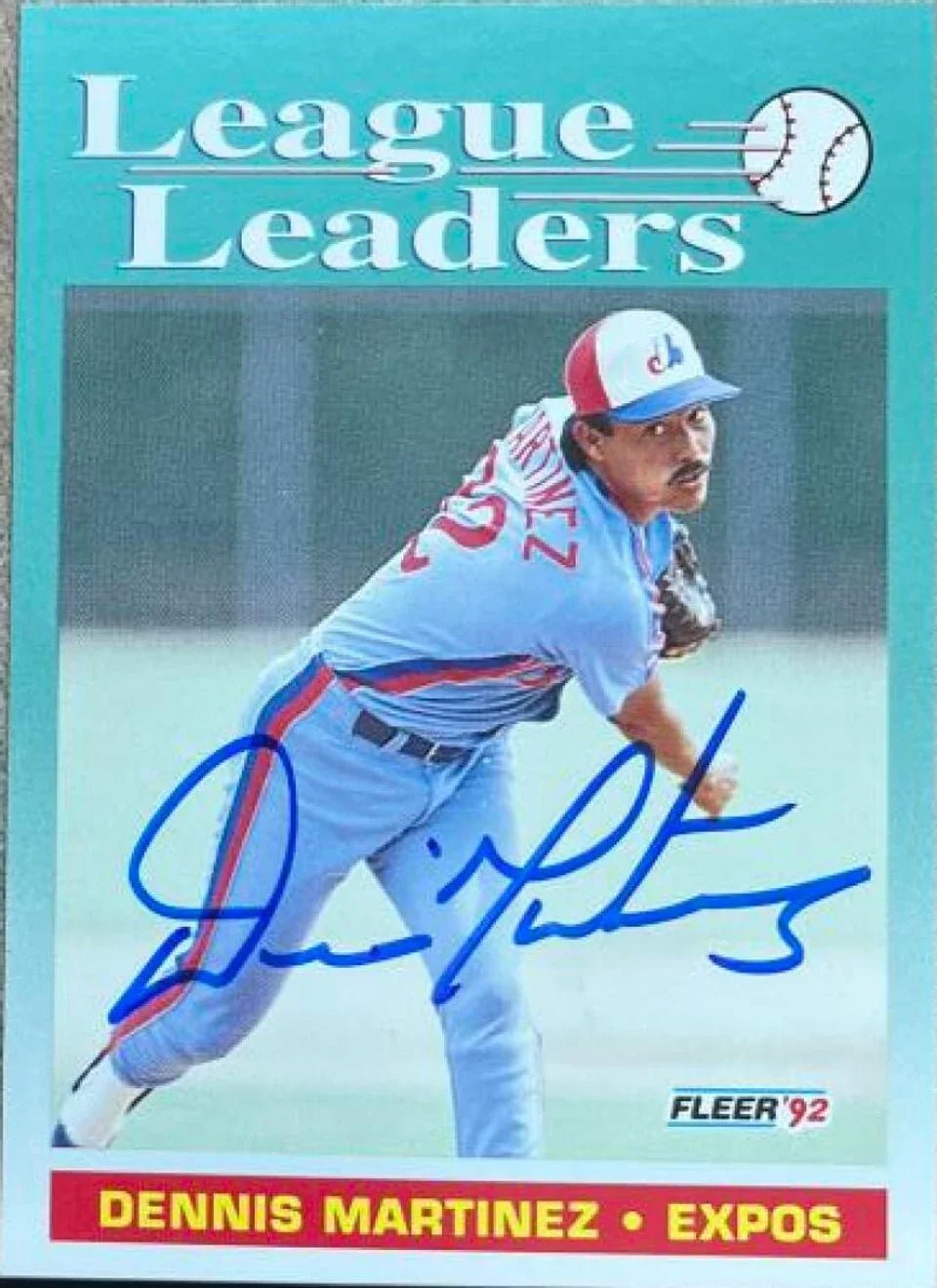 Dennis Martinez Signed 1992 Fleer Baseball Card - Montreal Expos #695