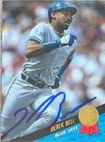 Derek Bell Signed 1993 Leaf Baseball Card - Toronto Blue Jays