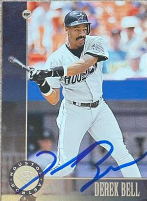 Derek Bell Signed 1996 Leaf Baseball Card - Houston Astros - PastPros