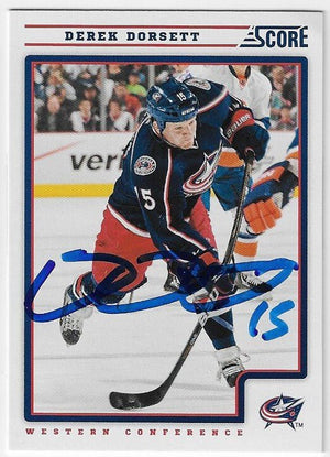 Derek Dorsett Signed 2012-13 Score Hockey Card - Columbus Blue Jackets