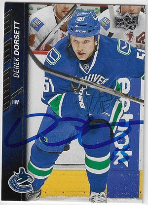 Derek Dorsett Signed 2015 - 16 Upper Deck Hockey Card - Vancouver Canucks - PastPros