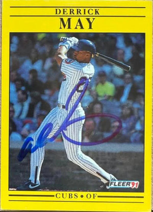 Derrick May Signed 1991 Fleer Baseball Card - Chicago Cubs