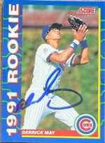 Derrick May Signed 1991 Score Rookies Baseball Card - Chicago Cubs