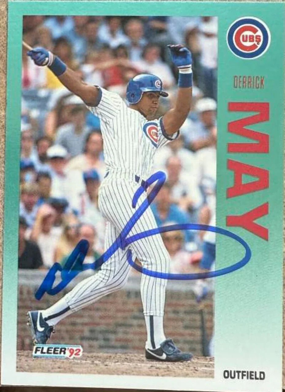 Derrick May Signed 1992 Fleer Baseball Card - Chicago Cubs