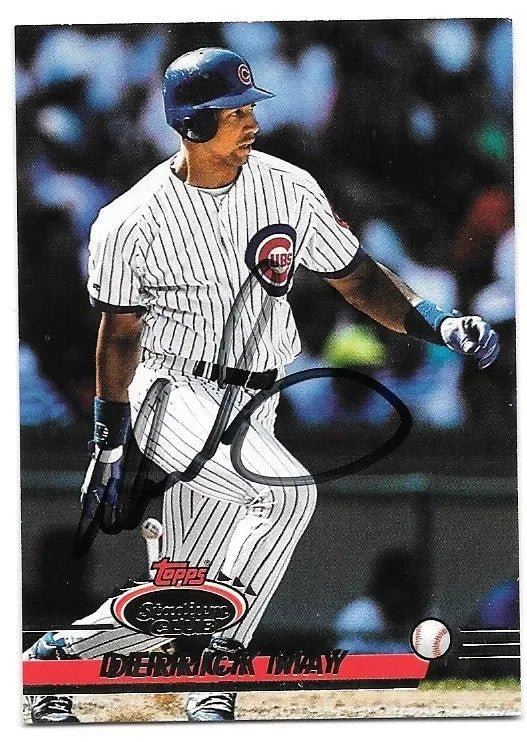 Derrick May Signed 1993 Stadium Club Baseball Card - Chicago Cubs