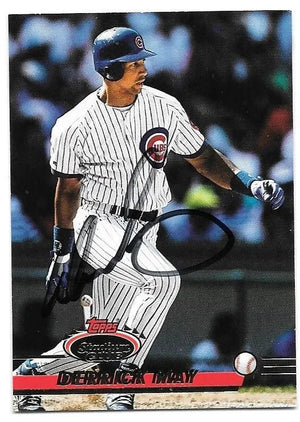 Derrick May Signed 1993 Stadium Club Baseball Card - Chicago Cubs