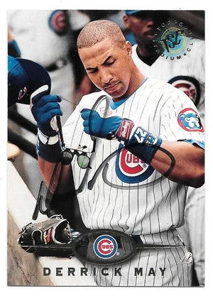 Derrick May Signed 1995 Stadium Club Baseball Card - Chicago Cubs