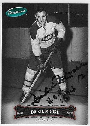 Dickie Moore Signed 2006 - 07 Parkhurst Hockey Card - Montreal Canadiens - PastPros