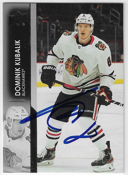 Domanik Kubalik Signed 2021-22 Upper Deck Hockey Card - Chicago Blackhawks