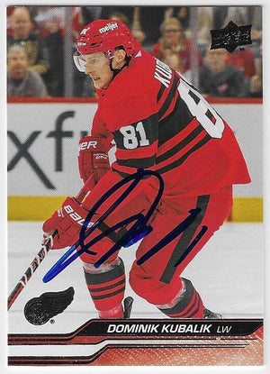 Dominik Kubalik Signed 2023 - 24 Upper Deck Hockey Card - Detroit Red Wings - PastPros