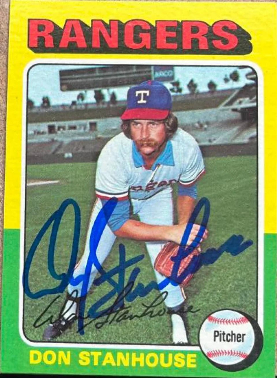 Don Stanhouse Signed 1975 Topps Baseball Card - Texas Rangers