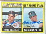 Doug Rader & Norm Miller Dual Signed 1967 Topps Baseball Card - Houston Astros