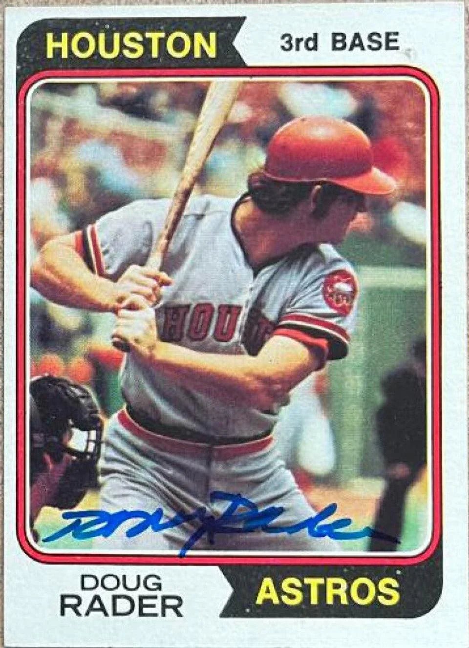 Doug Rader Signed 1974 Topps Baseball Card - Houston Astros