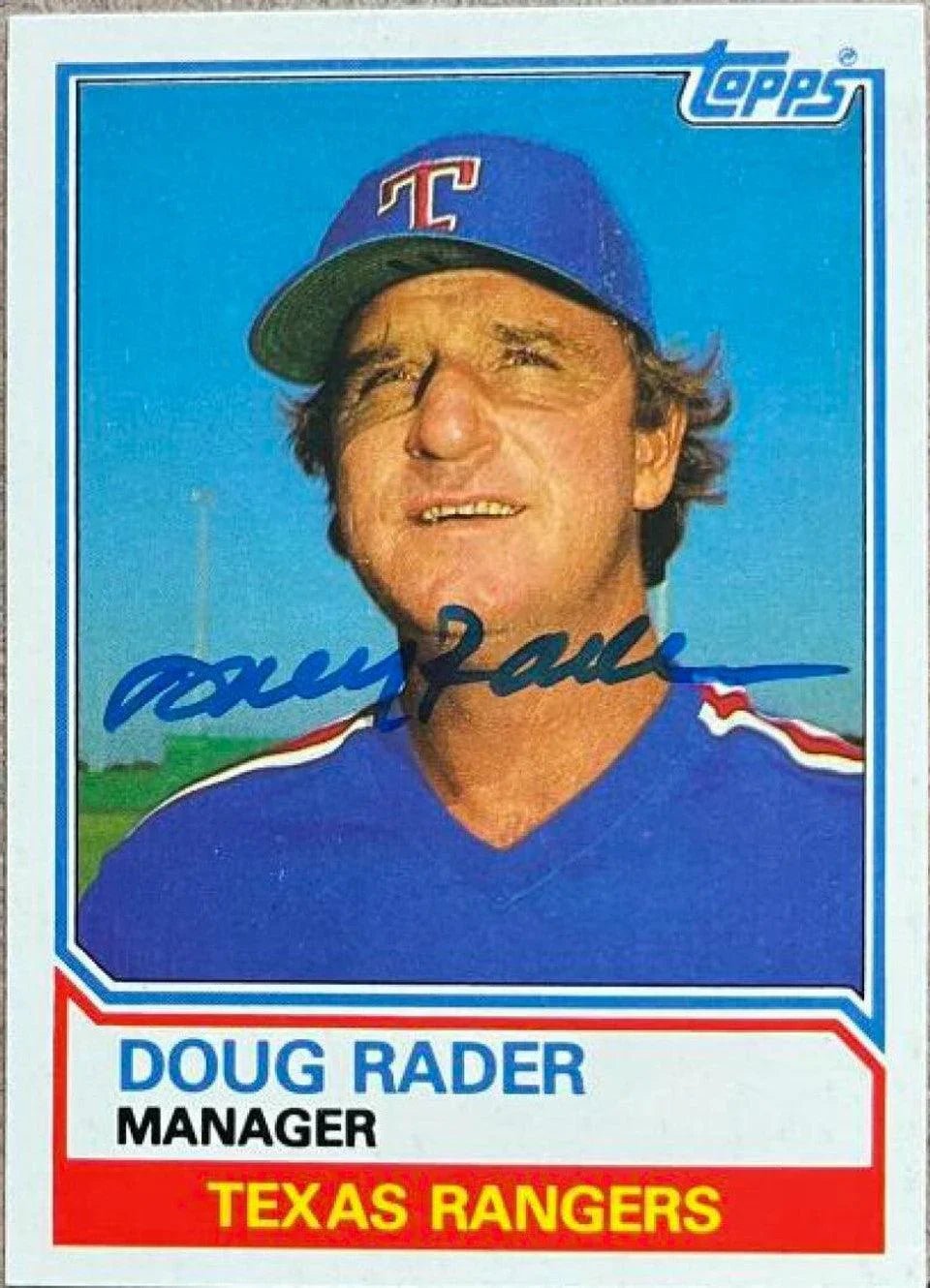 Doug Rader Signed 1983 Topps Baseball Card - Texas Rangers