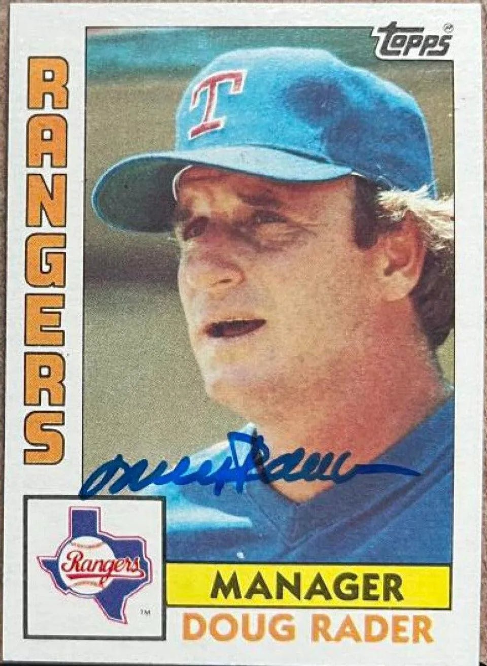 Doug Rader Signed 1984 Topps Baseball Card - Texas Rangers