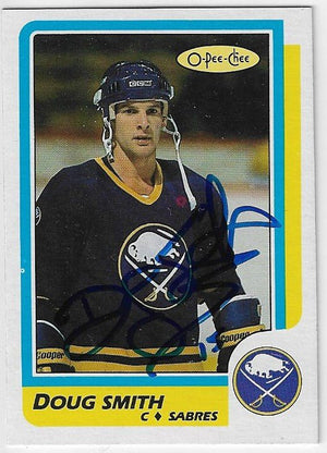Doug Smith Signed 1986-87 O-Pee-Chee Hockey Card - Buffalo Sabres