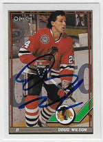 Doug WIlson Signed 1991-92 O-Pee-Chee Hockey Card - Chicago Blackhawks