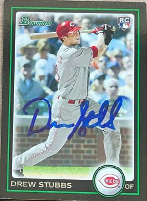 Drew Stubbs Signed 2010 Bowman Baseball Card - Cincinnati Reds