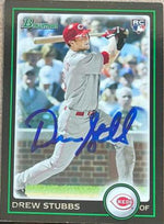 Drew Stubbs Signed 2010 Bowman Baseball Card - Cincinnati Reds - PastPros