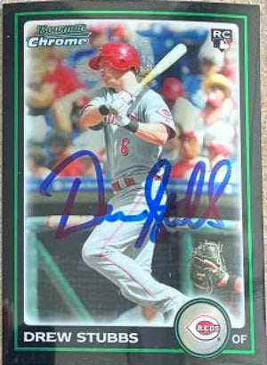 Drew Stubbs Signed 2010 Bowman Chrome Draft Picks & Prospects Baseball Card - Cincinnati Reds