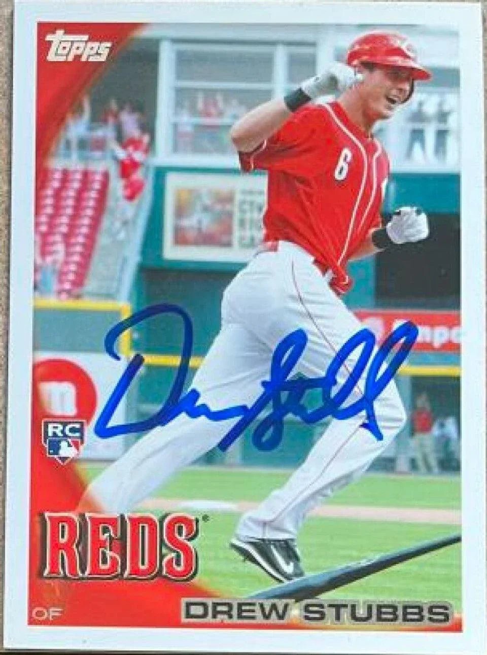 Drew Stubbs Signed 2010 Topps Baseball Card - Cincinnati Reds