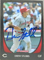Drew Stubbs Signed 2011 Bowman Baseball Card - Cincinnati Reds
