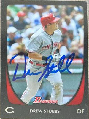 Drew Stubbs Signed 2011 Bowman Baseball Card - Cincinnati Reds - PastPros