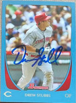 Drew Stubbs Signed 2011 Bowman Blue Baseball Card - Cincinnati Reds
