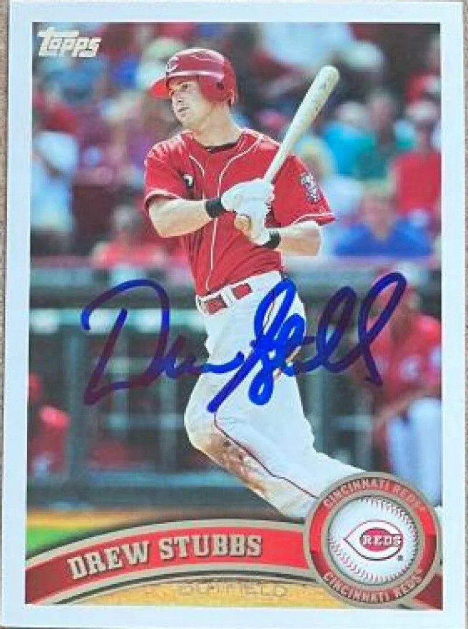 Drew Stubbs Signed 2011 Topps Baseball Card - Cincinnati Reds