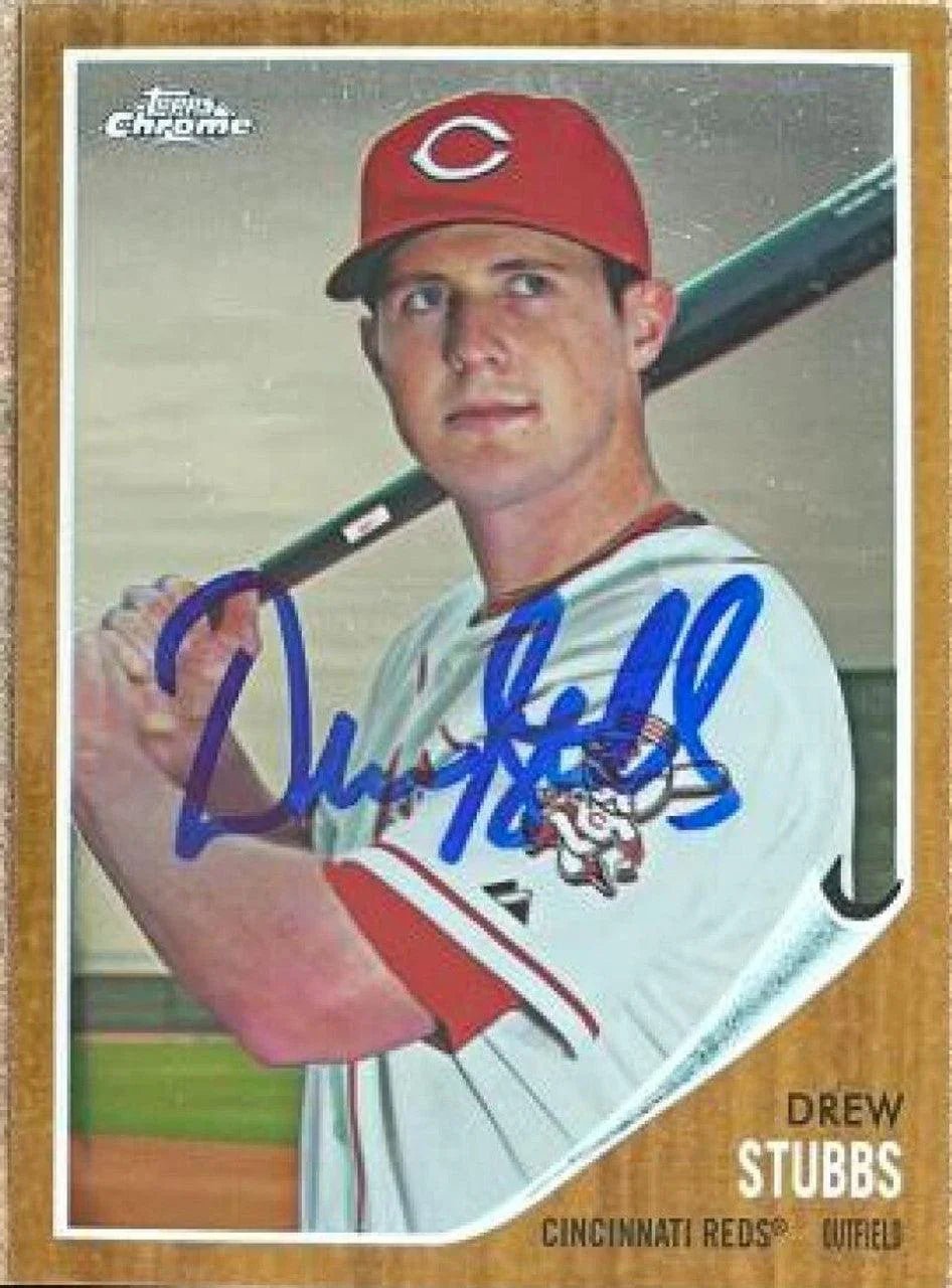 Drew Stubbs Signed 2011 Topps Chrome Heritage Baseball Card - Cincinnati Reds