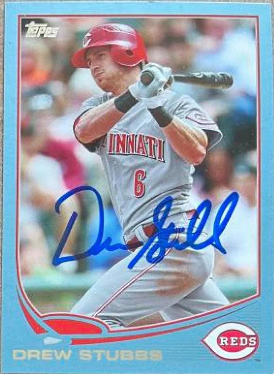 Drew Stubbs Signed 2013 Topps Blue Baseball Card - Cincinnati Reds