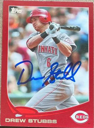Drew Stubbs Signed 2013 Topps Red Baseball Card - Cincinnati Reds