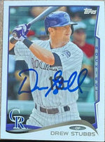Drew Stubbs Signed 2014 Topps Update Baseball Card - Colorado Rockies